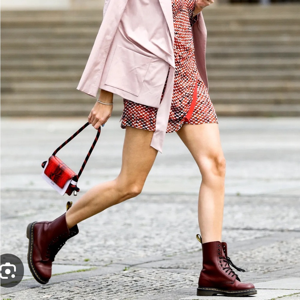 Dr. Martens Burgundy Leather Lace-Up Boots; extra chunky sole.  Shriver hi. NWOT - Picture 12 of 12